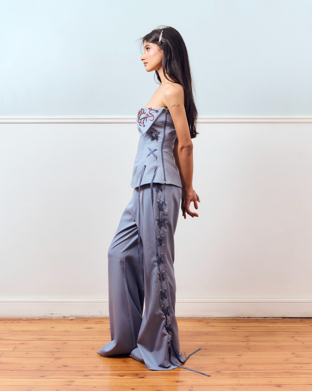 La Bleue Ribbon Pants