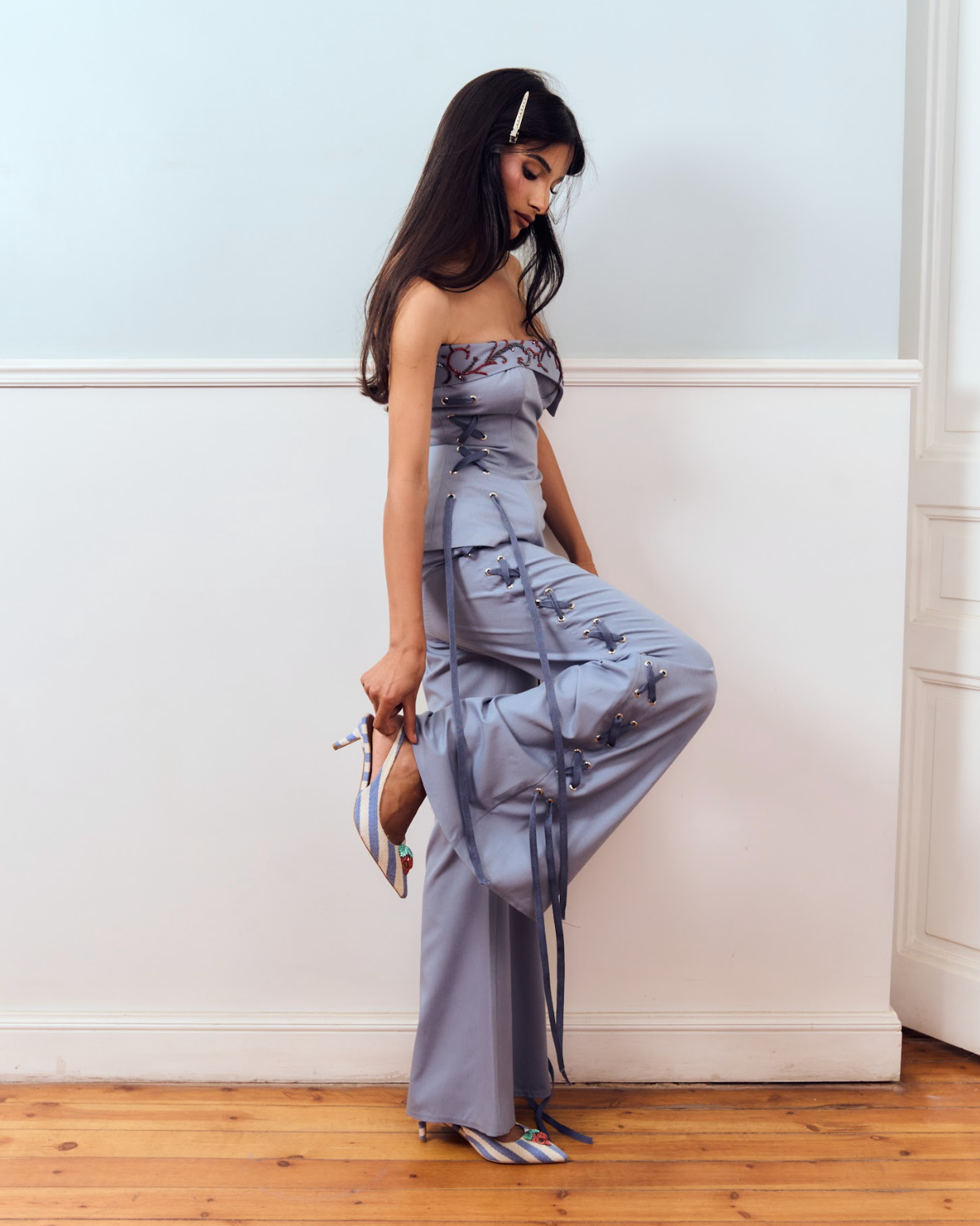 La Bleue Ribbon Pants